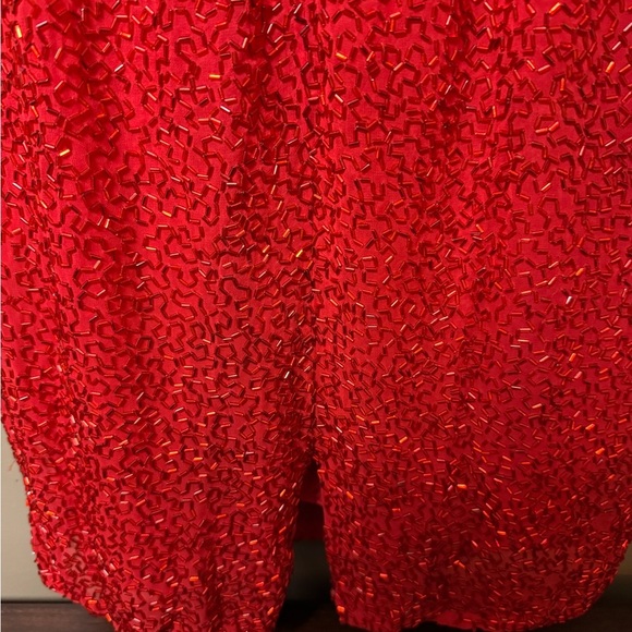 Oleg Cassini Vintage Radiant Red Sequin Midi Dress Size 12 - Picture 5 of 9